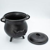 Extragrande Caldero de hierro fundido con Triple Luna 23x18 cm (al menos 4 kg)