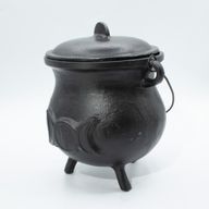 Extragrande Caldero de hierro fundido con Triple Luna 23x18 cm (al menos 4 kg)