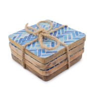 Conjunto de 4 posavasos cuadrados -  rayas azules