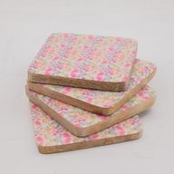 Conjunto de 4 posavasos cuadrados - Floral bonito