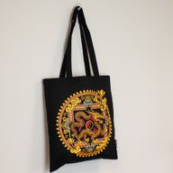 Bolso tote icónico y clásico - Dragón Yin y Yang - Negro 6 oz