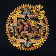 Bolso tote icónico y clásico - Dragón Yin y Yang - Negro 6 oz