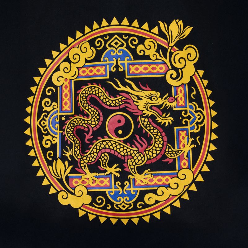 Bolso tote icónico y clásico - Dragón Yin y Yang - Negro 6 oz