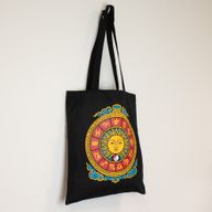 Bolso tote icónico y clásico - Sol del Zodíaco - Negro 6 oz