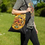 Bolso tote icónico y clásico - Dragón Yin y Yang - Negro 6 oz