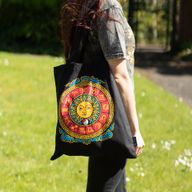 Bolso tote icónico y clásico - Sol del Zodíaco - Negro 6 oz