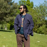 Nomad Sari Stonewashed Cotton T-Shirt - Mantente salvaje, hijo de la luna - Azul - Mediano