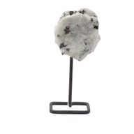 Muestra mineral en soporte metálico - Piedra lunar arcoíris