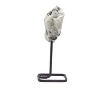 Muestra mineral en soporte metálico - Piedra lunar arcoíris