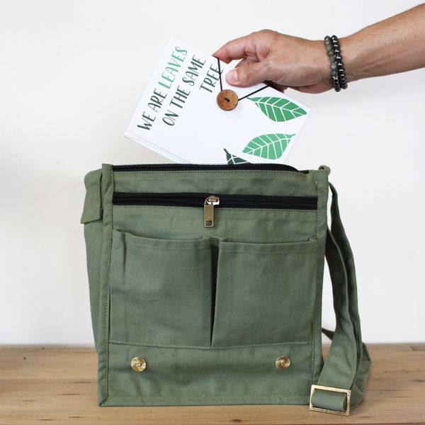 Bolsa Mensajera de Algodón & Lona para Portátil