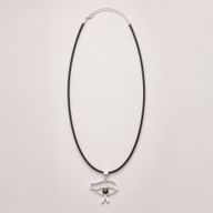 Colgantes devocionales de la India - Plateado (cordón de 45 cm) - Ojo de Cleopatra - Iolita