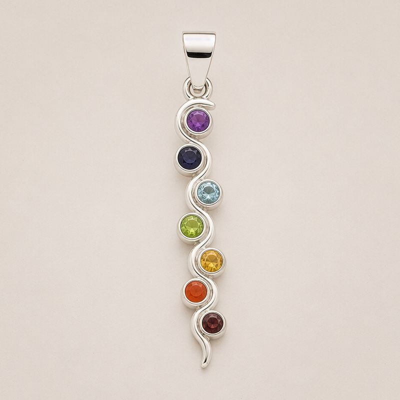 Colgante Devocional Indio - Baño de plata (Cordón de 45 cm) - Chakra de la serpiente