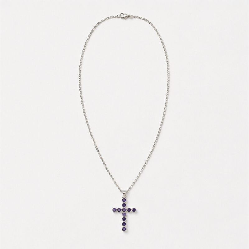 Colgante devocional de la India - Plateado con baño de plata (cadena de 45 cm) - Crucifijo Ionite