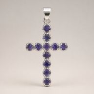 Colgante devocional de la India - Plateado con baño de plata (cadena de 45 cm) - Crucifijo Ionite