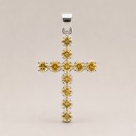 Colgante devocional indio - plateado (cadena de 45 cm) - crucifijo de citrino