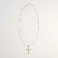 Colgante devocional indio - plateado (cadena de 45 cm) - crucifijo de peridoto