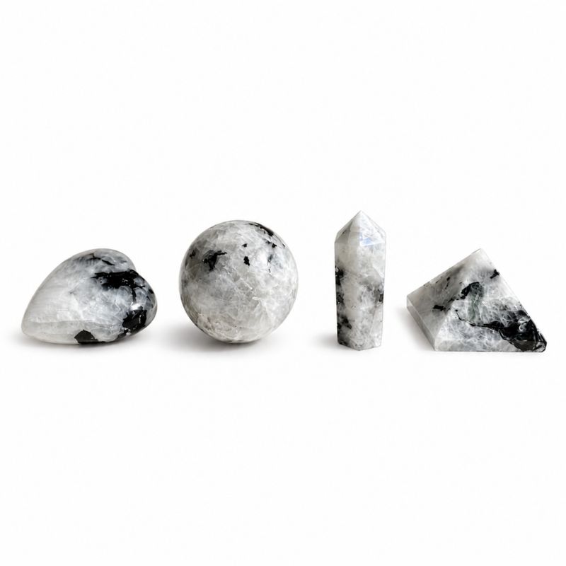 Cuatro formas de gemas - Piedra lunar arcoíris