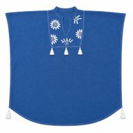 Nomad Sari en la Colección Med - Kaftán - Azul con bordado en crema y borlas
