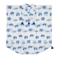 Nomad Sari En la Colección Med - Kaftán - Crema con Bordado Azul y Borlas