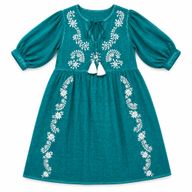 Nomad Sari en la Colección Med - Vestido - Turquesa con Bordado y Borlas (M-L)