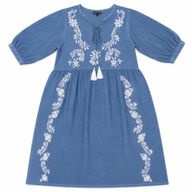 Nomad Sari On the Med Collection - Vestido - Azul oscuro con bordado y borlas (L-XL)