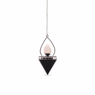 Gemstone Lantern of Life Pendulum - Black Agate & Rose Quartz