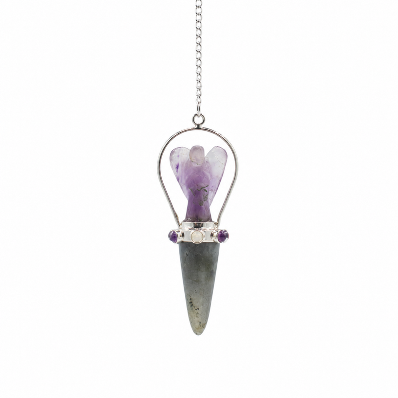 Veilwalker - Péndulo de ángel de dos piezas - Pulsera de chakras - Labradorita y amatista