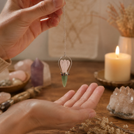 El Oráculo del Corazón - Péndulo de Ángel de Dos Piezas - Banda de Chakras - Cuarzo Rosa y Aventurina Verde