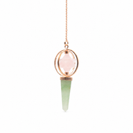 Brújula del Corazón - Estrella Merkaba giratoria de dos piezas en péndulo de cobre - cuarzo rosa y aventurina verde