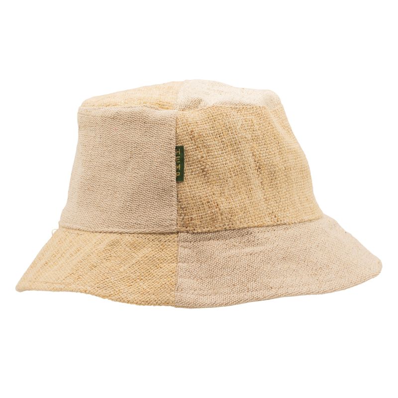 Sombrero bohemio de cáñamo y algodón con parches - Natural