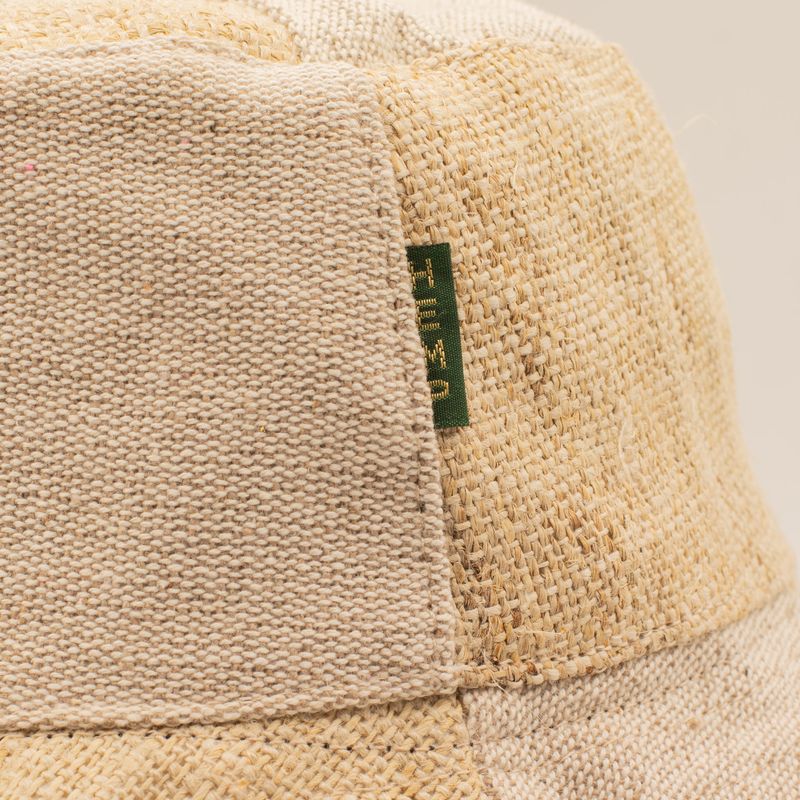 Sombrero bohemio de cáñamo y algodón con parches - Natural