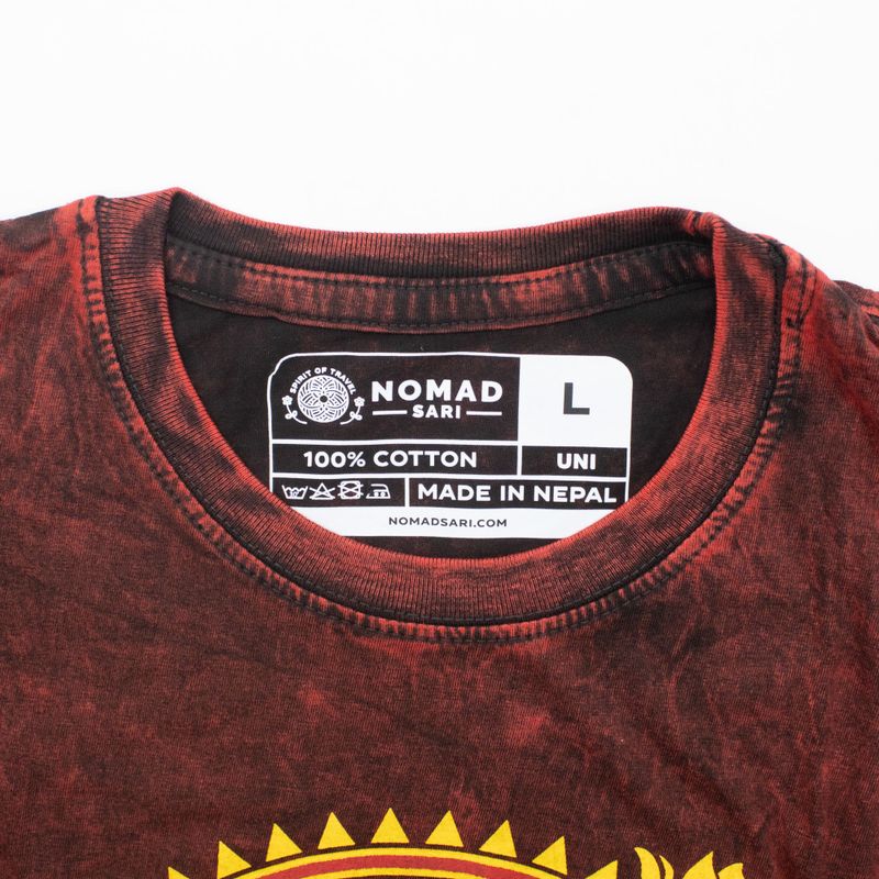 Nomad Sari Camiseta de algodón lavado a piedra - Dragón Mandala - granate - Grande