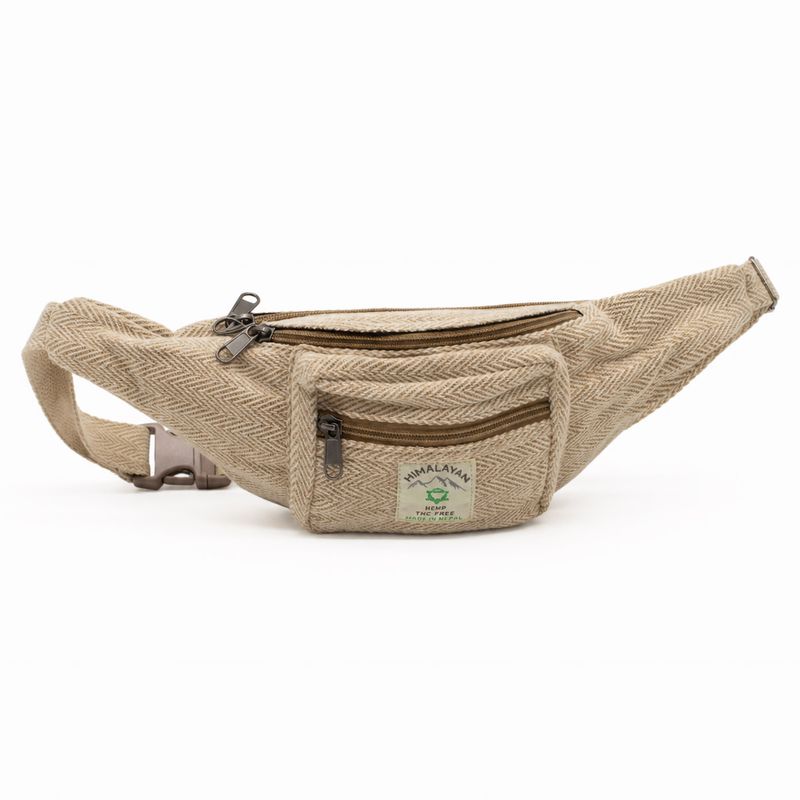Bolsa tipo cinturón (o riñonera) de algodón y cáñamo - Natural