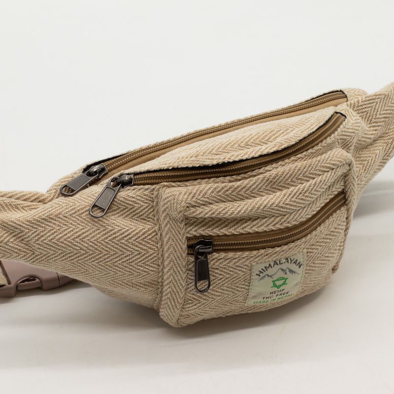 Bolsa tipo cinturón (o riñonera) de algodón y cáñamo - Natural