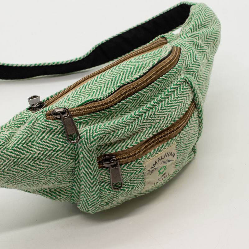 Bolso tipo cinturón de algodón y cáñamo (o riñonera) - Salvia