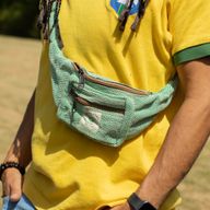 Bolso tipo cinturón de algodón y cáñamo (o riñonera) - Salvia