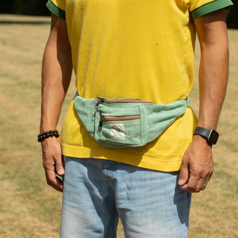 Bolso tipo cinturón de algodón y cáñamo (o riñonera) - Salvia