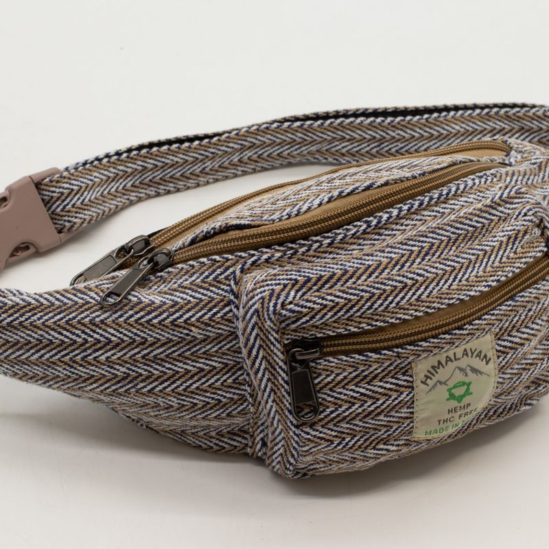 Bolso estilo cinturón de algodón cáñamo (o riñonera) - Azul