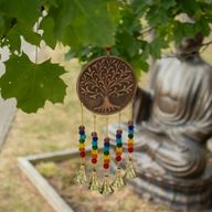 Campanillas indias - Árbol de la Vida Med - Cuentas de Chakra 5 Campanas - 10x36 cm