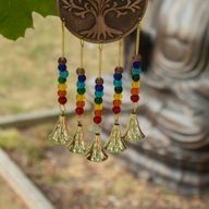 Campanillas indias - Árbol de la Vida Med - Cuentas de Chakra 5 Campanas - 10x36 cm