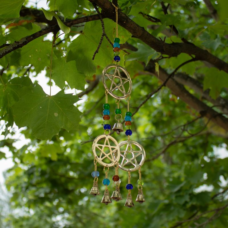 Campanillas indias - Latón Tri-Pentagrama - 7 campanas - 9.5x32cm