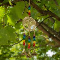 Campanillas indias - Árbol de la Vida de latón con cuentas de chakra - 3 campanas - 6.5x31cm