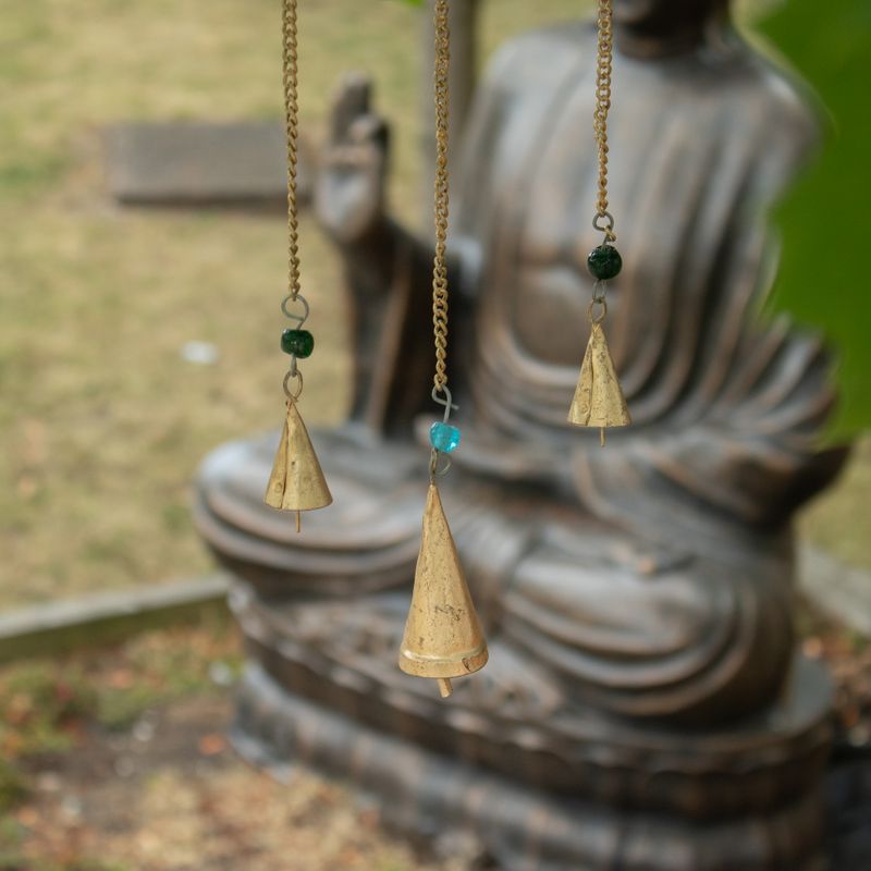 Campanillas indias - Espejo Hamsa pequeño - 3 campanas - 14x55 cm