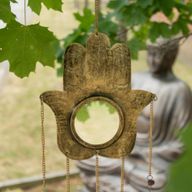Campanillas indias - Hamsa Espejo Grande 5 Campanas - 19 x 65 cm