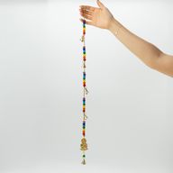 Campanillas indias - Buda de latón con cuentas de chakra y campanas colgantes de cuerda - 53 cm