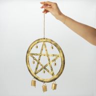Campanillas indias - Pentagrama de hierro con campanas de vaca - 25x49 cm