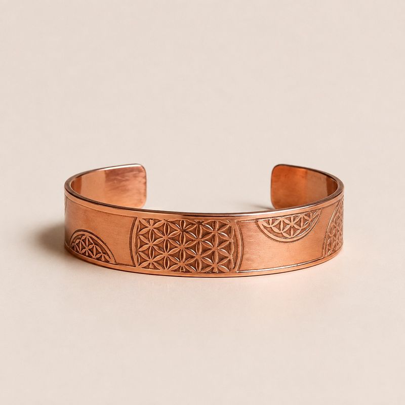 Pulseras de cobre macizo con grabados de afirmaciones (varias)
