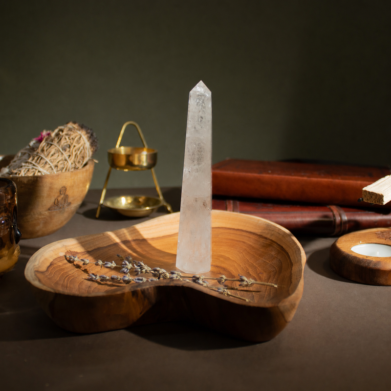 Obelisco de seis caras de piedra preciosa - Puntas aprox. 17 cm - Cristal de roca