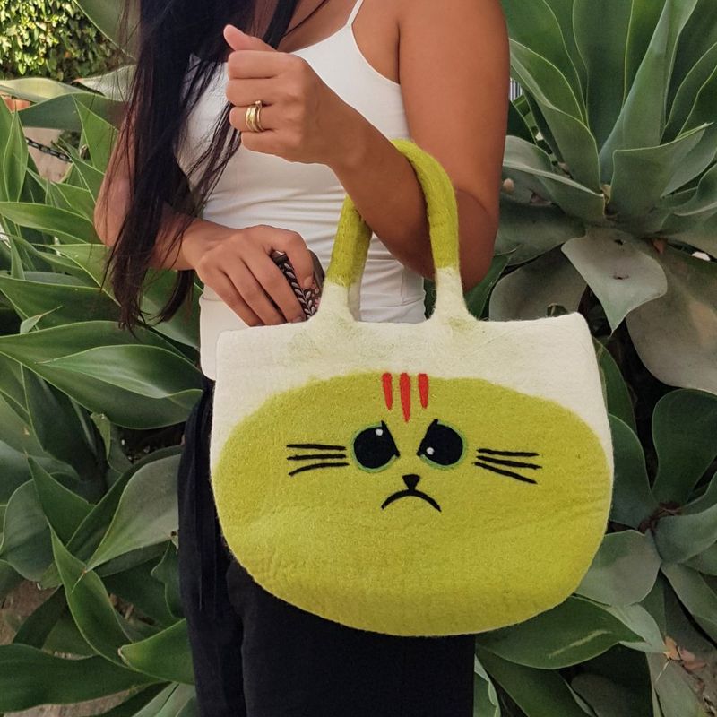 Bolso de fieltro del Gato Gruñón grande