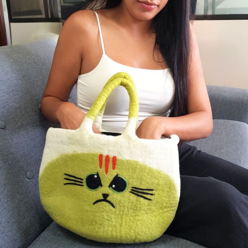 Bolso de fieltro del Gato Gruñón grande